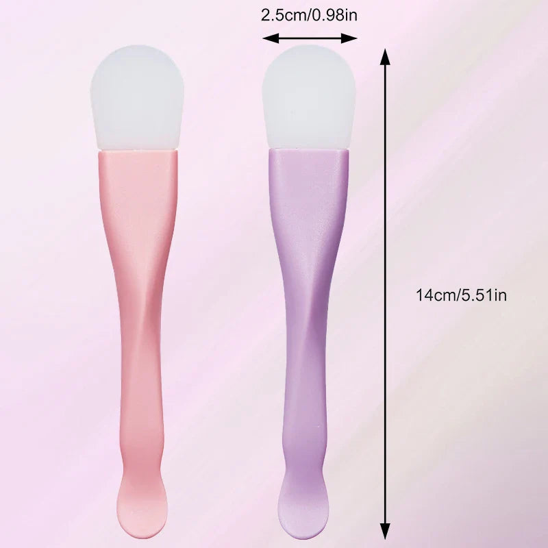 Silicone Facial Mask Brush Soft Head with Scraper Integrated Dual-use Mud Film Brush DIY Film Adjusting Beauty Skin Care Tool
