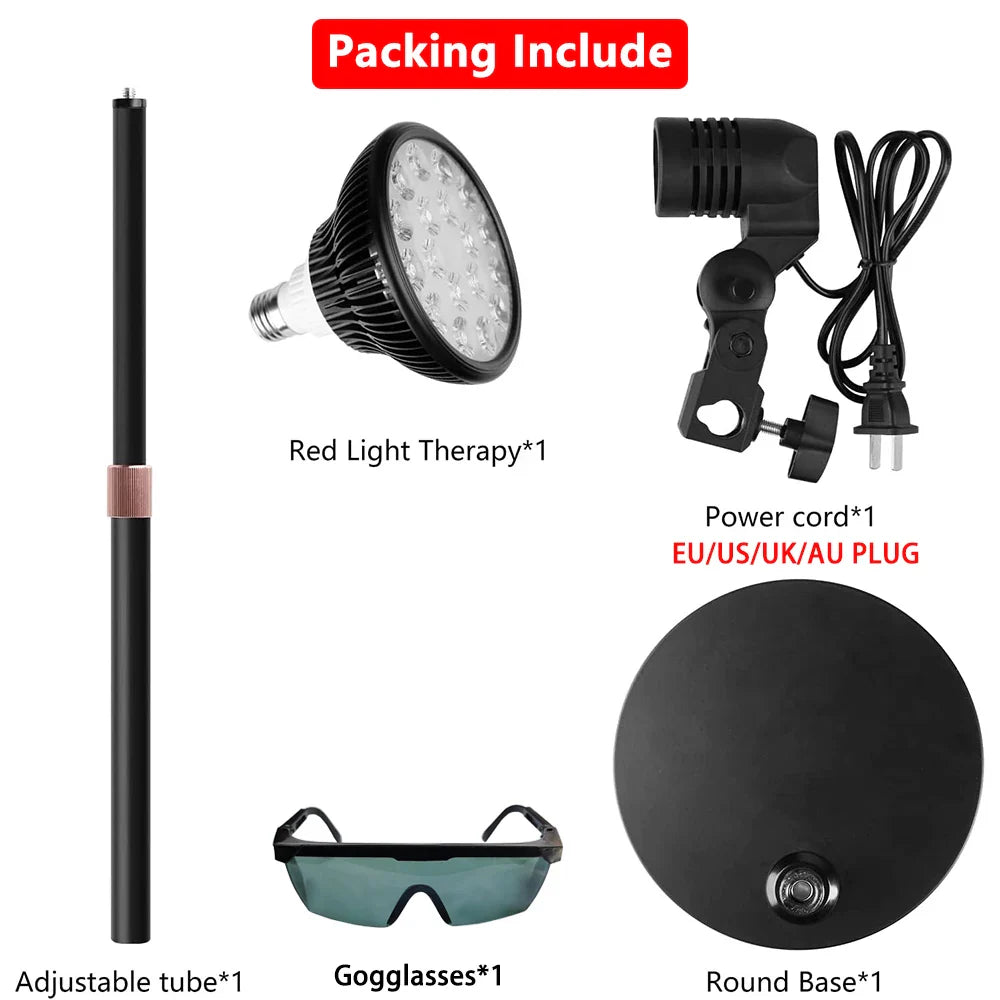 E27 Red and Near Infrared Light Therapy Device with Adjustable Stand,660nm＆850nm Desk for Neck,Knee Pain Relief,Skin Wellness