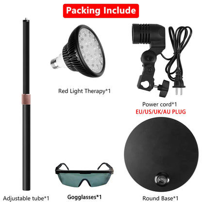E27 Red and Near Infrared Light Therapy Device with Adjustable Stand,660nm＆850nm Desk for Neck,Knee Pain Relief,Skin Wellness