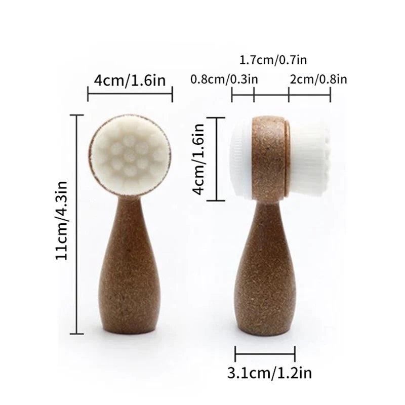 1Pc Coconut Shred Handle Facial Brush Double Sided Facial Cleanser Blackhead Removing Pore Cleaner Exfoliating Facial Brush