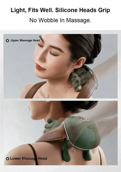 Neck Shoulder Massager Deep Tissue Shiatsu Back Cervical Massage Machine Bionic Heated Fatigue Relief Relax Muscle ﻿3-Level ﻿