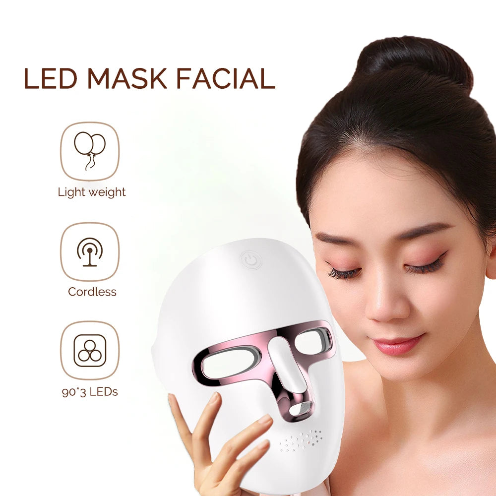 Recharge LED Facial Mask 7 Colors Face Skin Care Mask Anti Acne Therapy Skin Rejuvenation Wrinkle Removal Skin Brightening