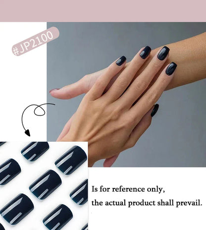 Solid Color Wearable Nail Art Fashion Red Blue Rose Pink Square Shape Finished False Nails Press on Nails with Glue Wholesale
