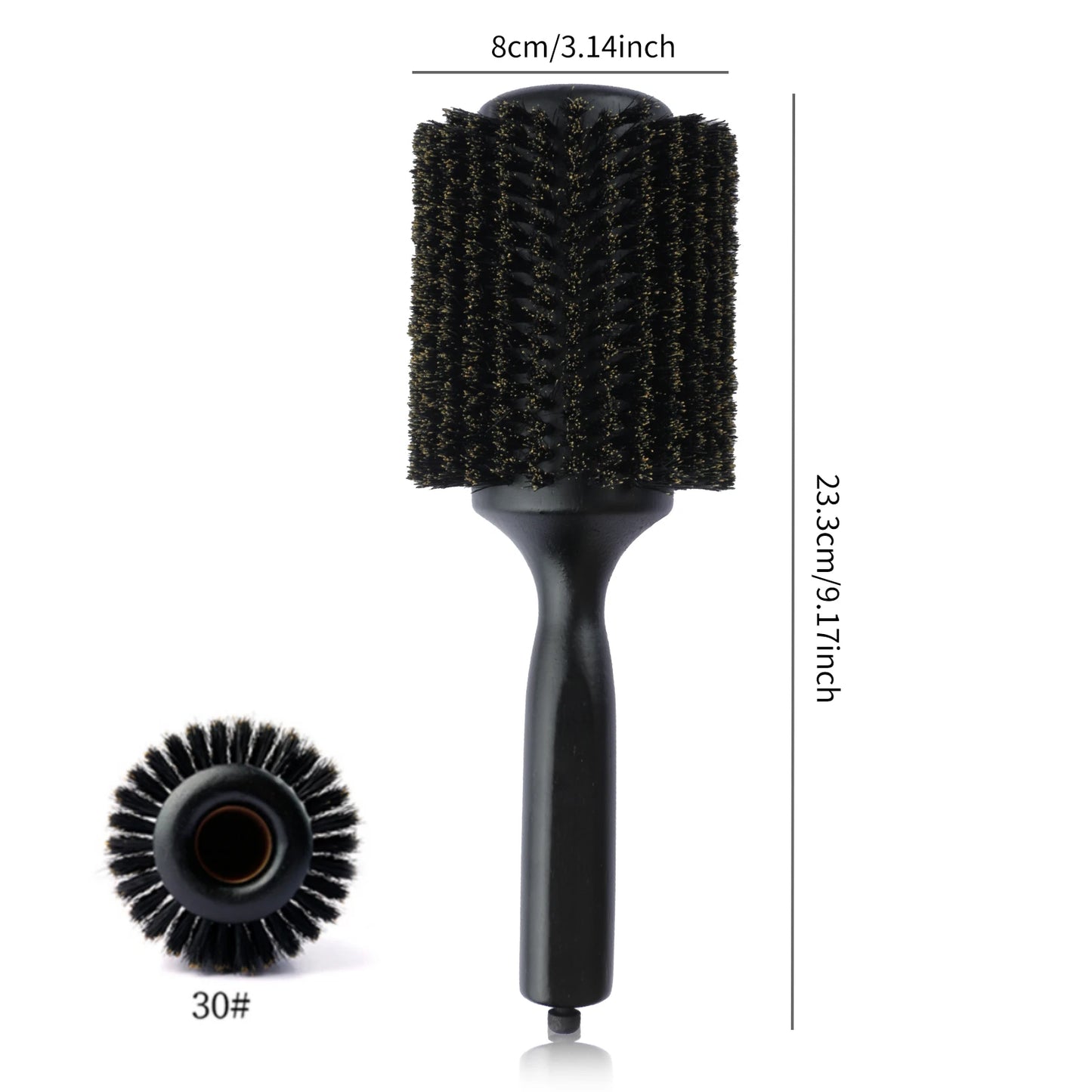New 6 Sizes Black Wood Handle Boar Bristles Round Hair Brush Removable Tail Hairdressing Brush Pro Salon Barber Hair Round Comb
