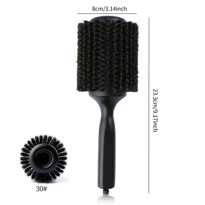New 6 Sizes Black Wood Handle Boar Bristles Round Hair Brush Removable Tail Hairdressing Brush Pro Salon Barber Hair Round Comb