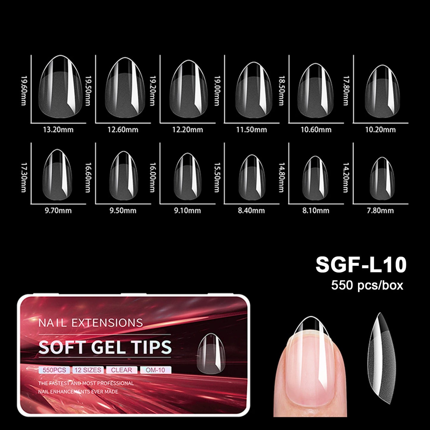 550pcs Soft Gel Nail Tips False Nails Tip Semi-matte Fingertip French Coffin Almond Capsules Full Cover Nails Extension Tools