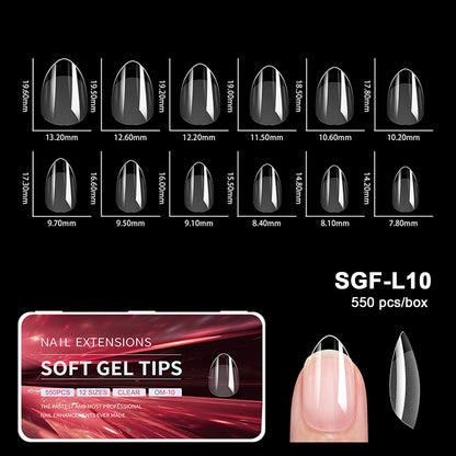 Luxury False Nail Tips Soft Gel Fingertip Semi-matte Capsules Almond French Coffin Full Cover Artificial Fake Nails Extension