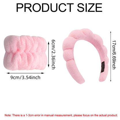 Makeup Headband Set Face Washing Headbands Wristband Tools 3pcs For Women Spa Washing Face Skin Care Hair Bands Tool Accessories
