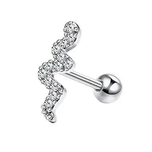Drperfect Stainless Steel Stud Earrings for Women Men Star Moon Snake Cartilage Screw Back Earring Helix Piercing Jewelry
