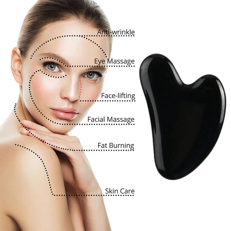 3pcs Black Obsidian Gua Sha Roller Set Facial Lift Massager Jade Stone Skin Scraper Body Anti-cellulite Relax Acupuncture Tools