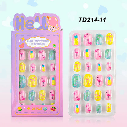 12pcs Kids 3D Stereo Sanrio Fake Nails Patch Sweet Girls Cute Cartoon Hello Kitty press on nails Kuromi Child Wearable FalseNail