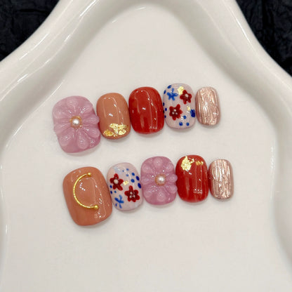 10pcs Love Cat Eye Handmade Press on Nails Simple Fake Nails False Nails Short Artificial Nail Накладные Ногти Uñas Postizas 네일팁