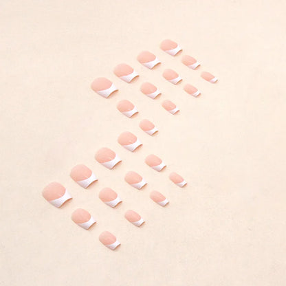 24 PCs Short French Minimalist Nails with 1 Jelly and 1 Nail File