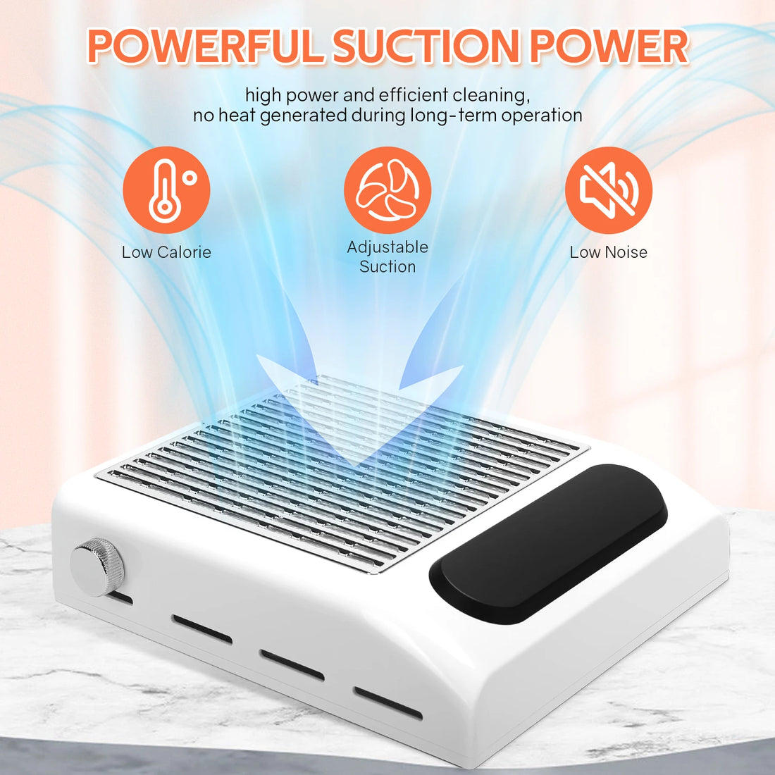 DianaBeauty Powerful Nail Vacuum Cleaner Rechargeable Nail Dust Collector with Reusable Filter Nail Extractor Fan for Manicure