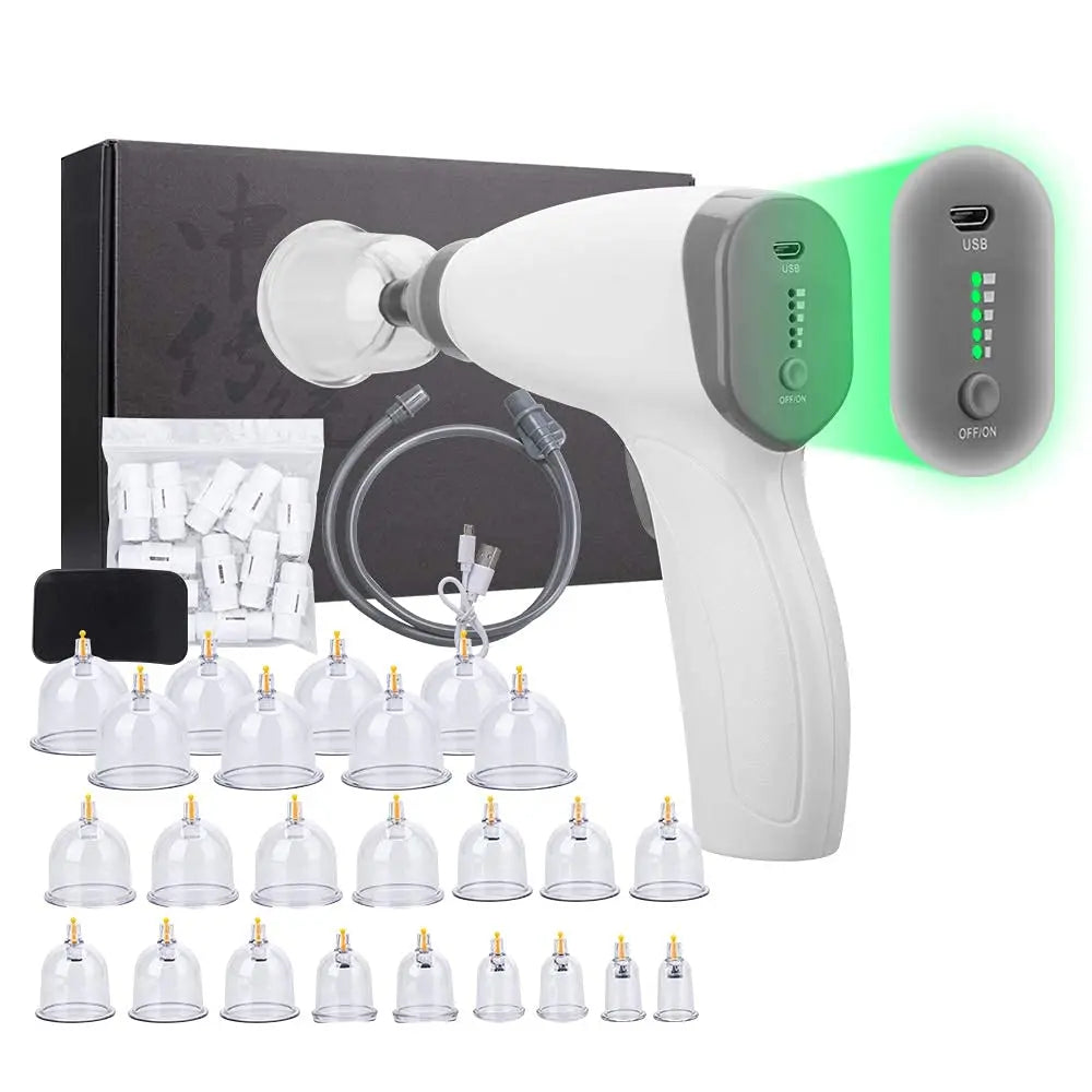 Scraping Massager 6Pcs Facial Cupping Therapy Set Glass Electric Vacuum Cupping 3 in 1 Gua Sha Facial Tools Puffiness Reduction