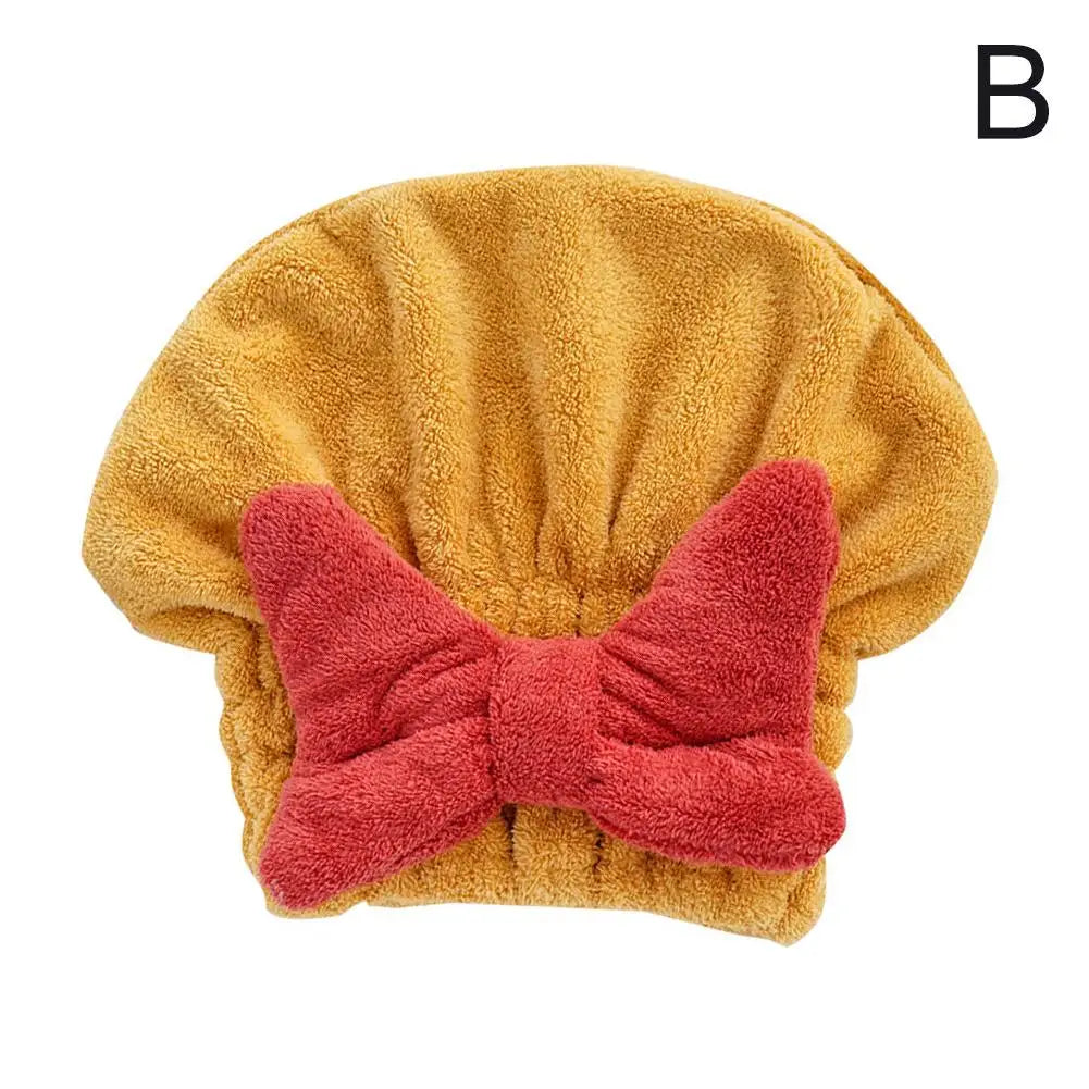 Microfiber Drying Hair Caps For Women Girls Quick Dry Hair Towel Turban Hat Bathing Soft Hair Towel Wrap With Cute Butterfly Bow