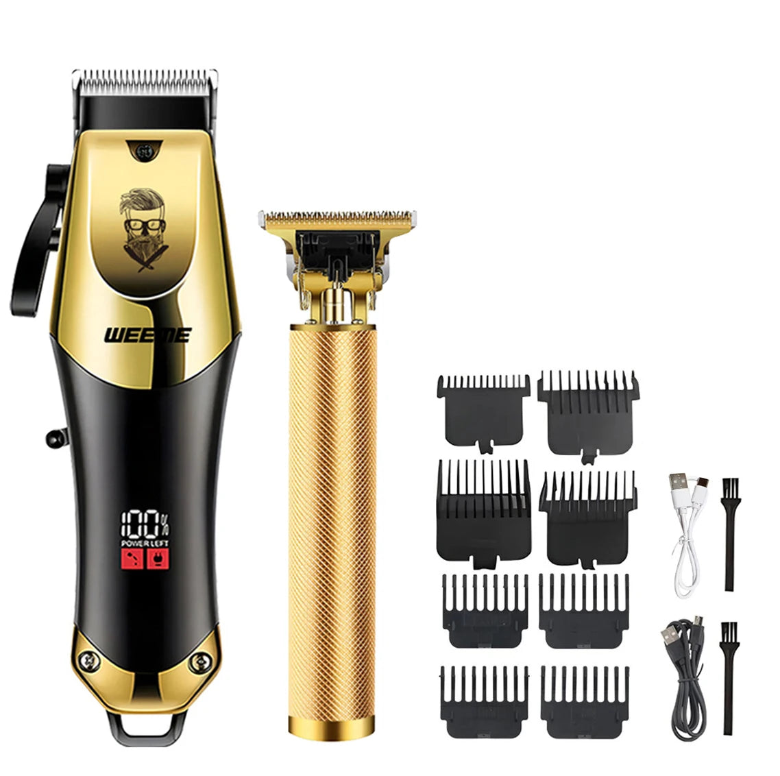 T9 Men's Electric Hair Clipper Beard Trimmer - Rechargeable Hair Cutting Machine with Nose Hair Trimmer Kit