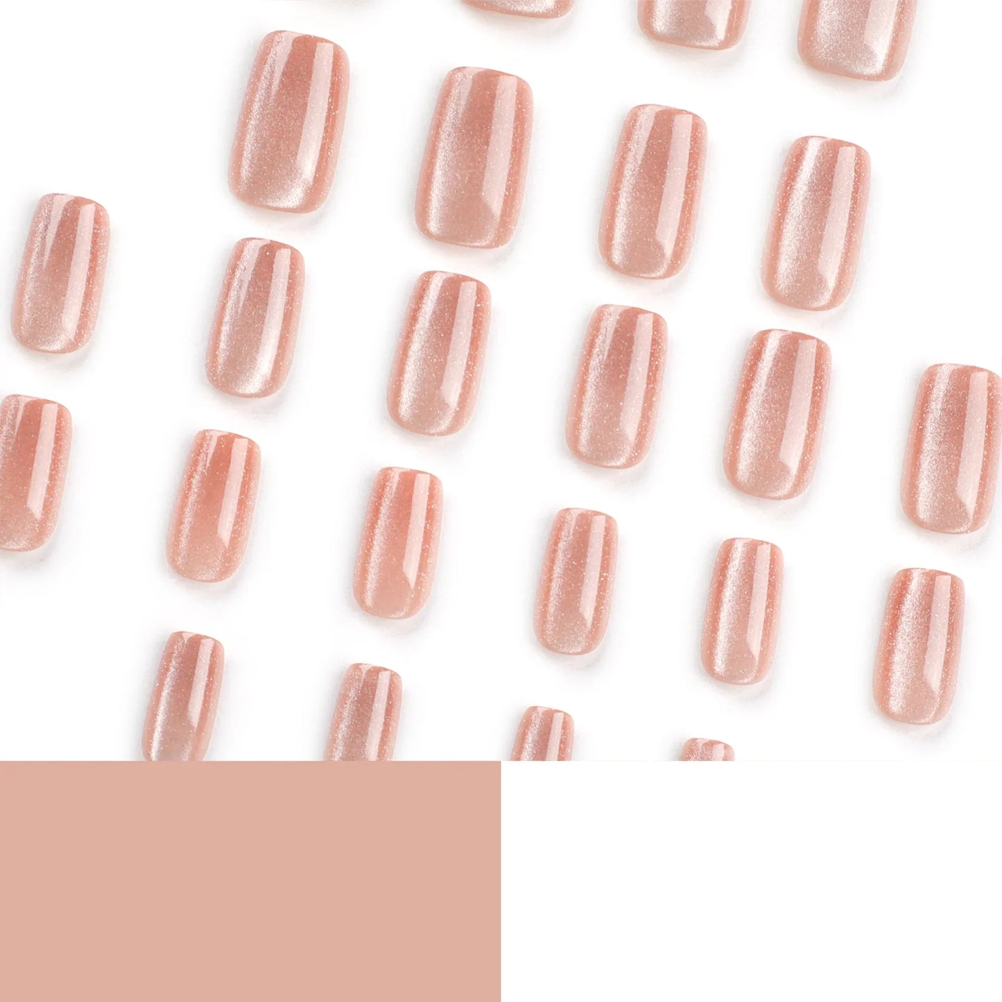 24pcs/set cat eyes fake nails for women girls red brown green blue grey sparkling short tips faux ongles press on false nail