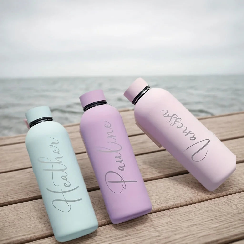 Personalized Carving Text SUS304 Insulated Water Bottle Customized Name Keep Hot Cold Drinks Bottle Perfect for Travel Gifts