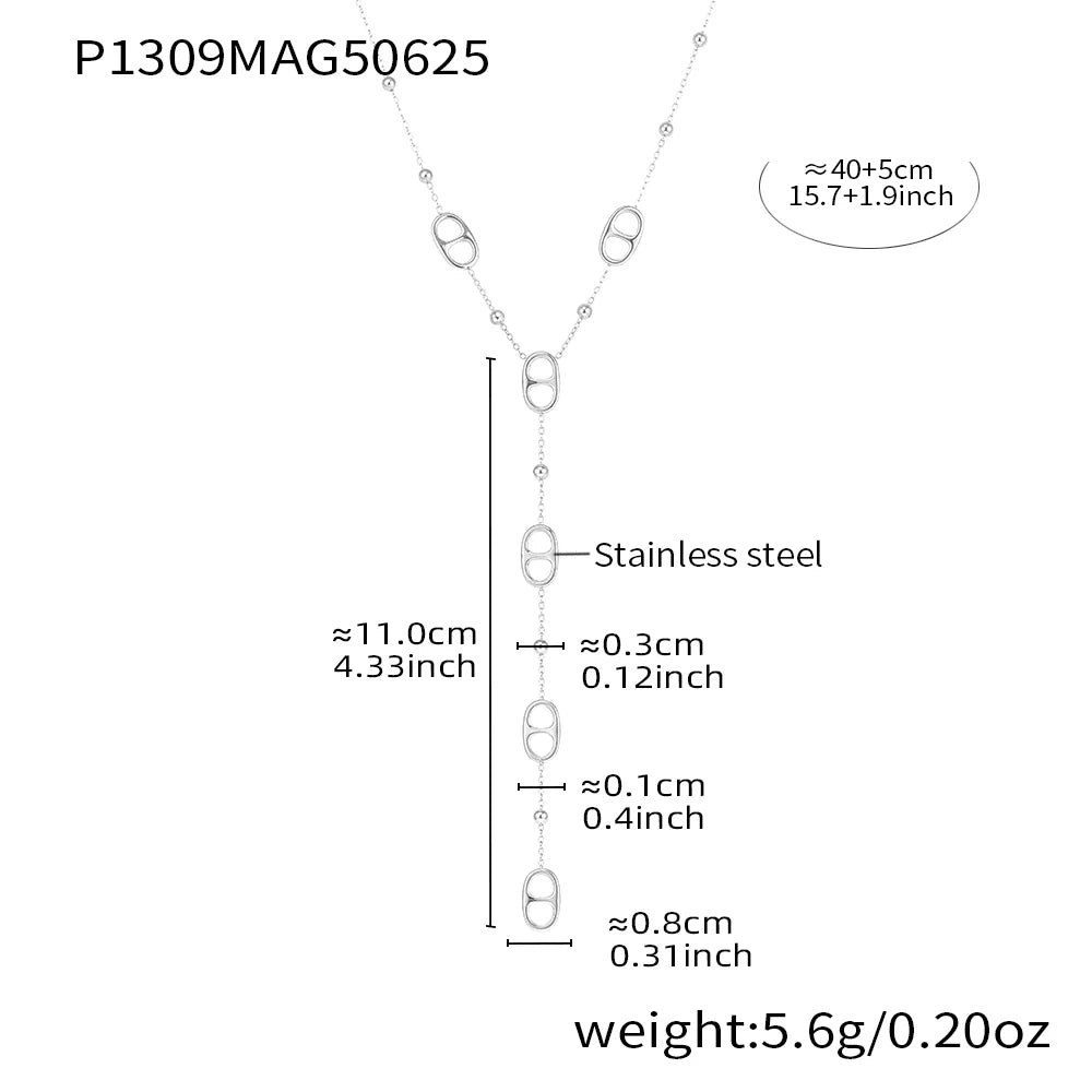 Nivora Fashion Long Chain Stainless Steel Necklacs For Women PVD Real Gold Plated Metal Female Collar Party Banquet Jewelry