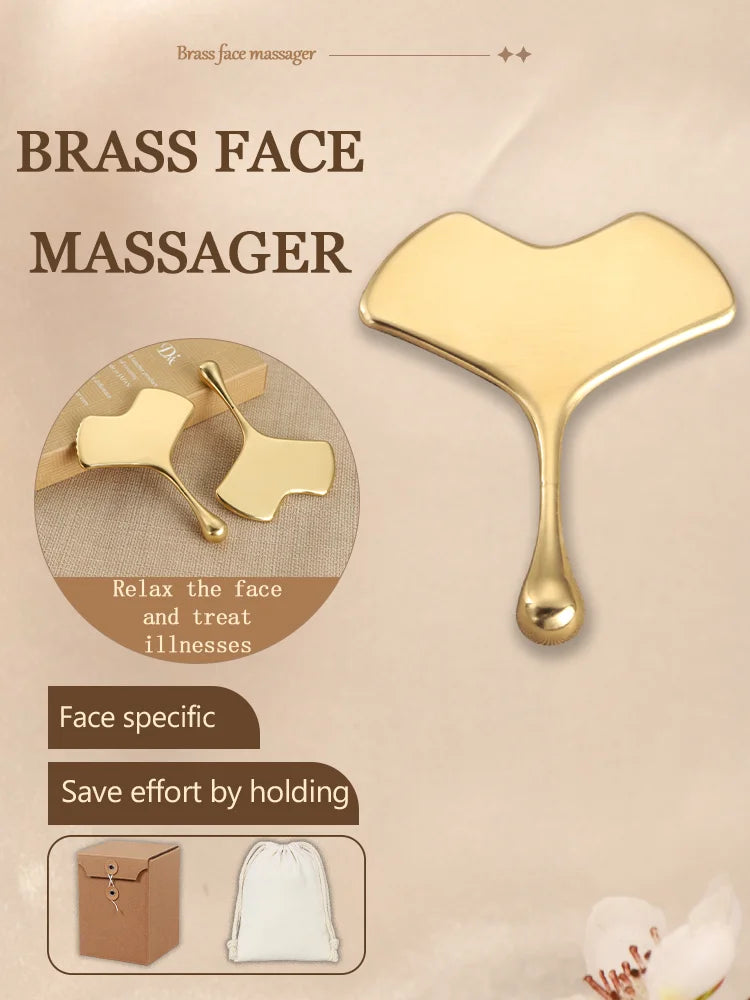 Pure Copper Brass Gua Sha Board Facial Massage Tool Guasha Board for Acupuncture Scraping Massager Tools
