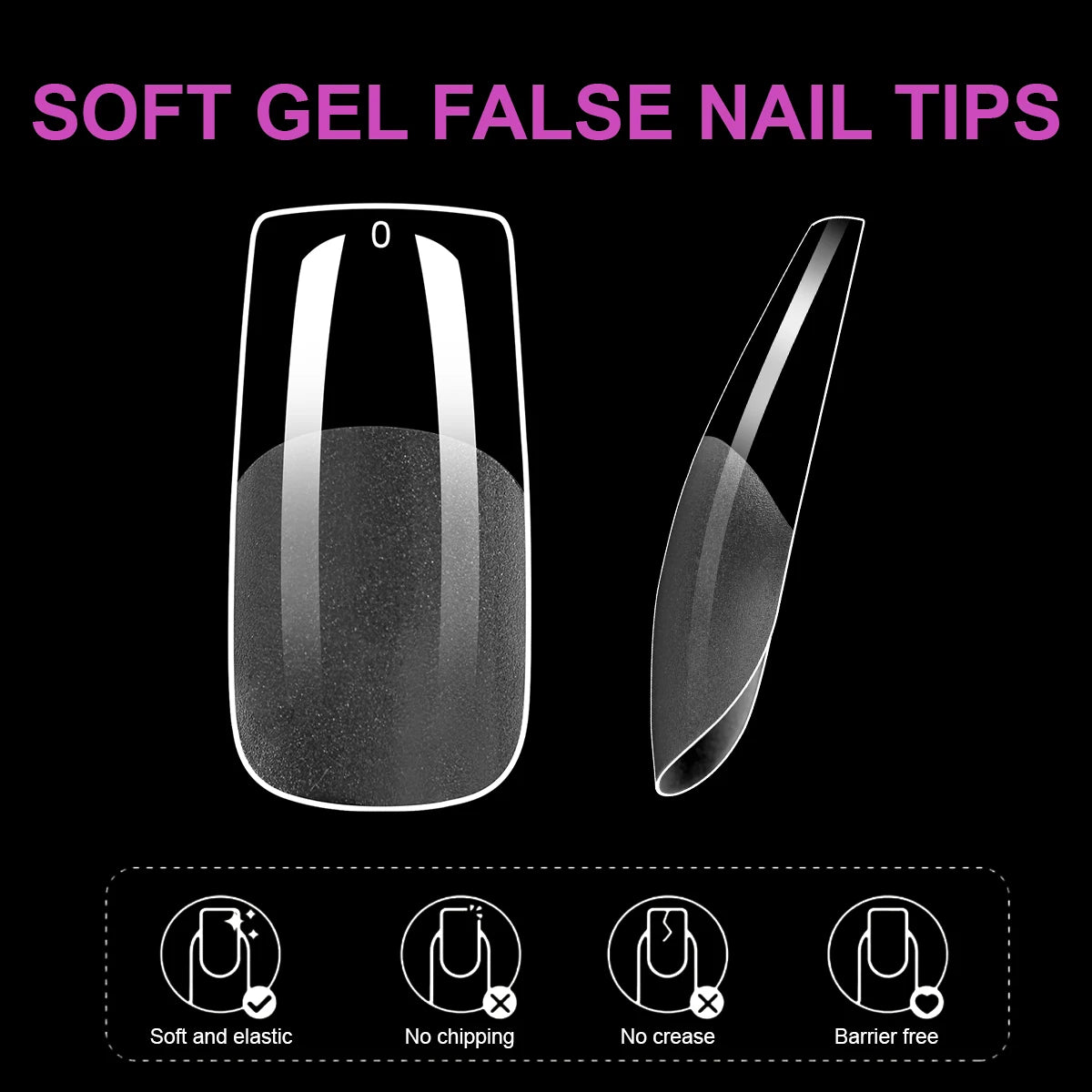 550Pcs Transparent Acrylic Fake Nails Full Half Cover Nail Tips Handmade Press On Nails 9 Styles Soft Gel Tips For Nail DIY