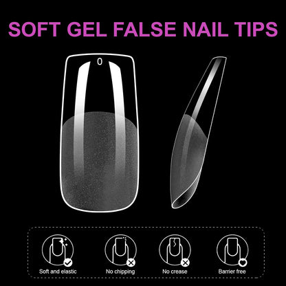550Pcs Transparent Acrylic Fake Nails Full Half Cover Nail Tips Handmade Press On Nails 9 Styles Soft Gel Tips For Nail DIY