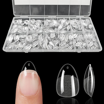 600Pcs False Nail Tips Semi-Matte Finish Almond French Coffin Stiletto Oval Square Shapes with Front Edge Thickened Fingertips