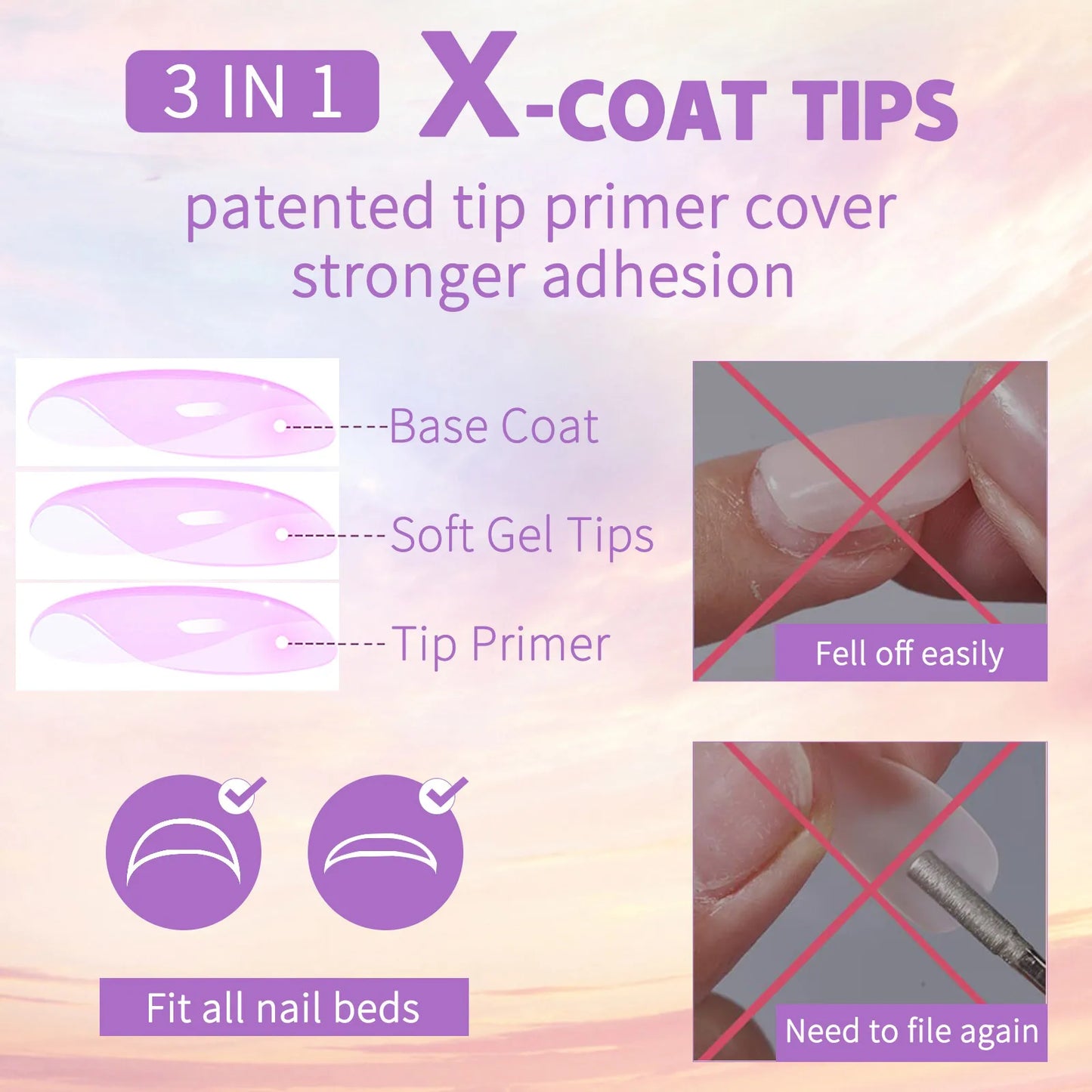 150Pcs/Box French False Nails Scarless Removable Coffin Almond Fake Nail Artificial Acrylic Patches Reusable Press On Nail Tips