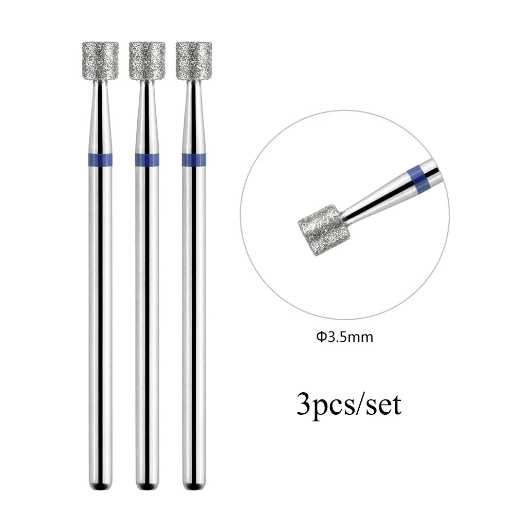 TP 3pcs/set Flame Diamond Nail Drill Bits 3/32'' Russian Electric File Bits Milling Cutter for Manicure Cuticle Remove Nail Tool