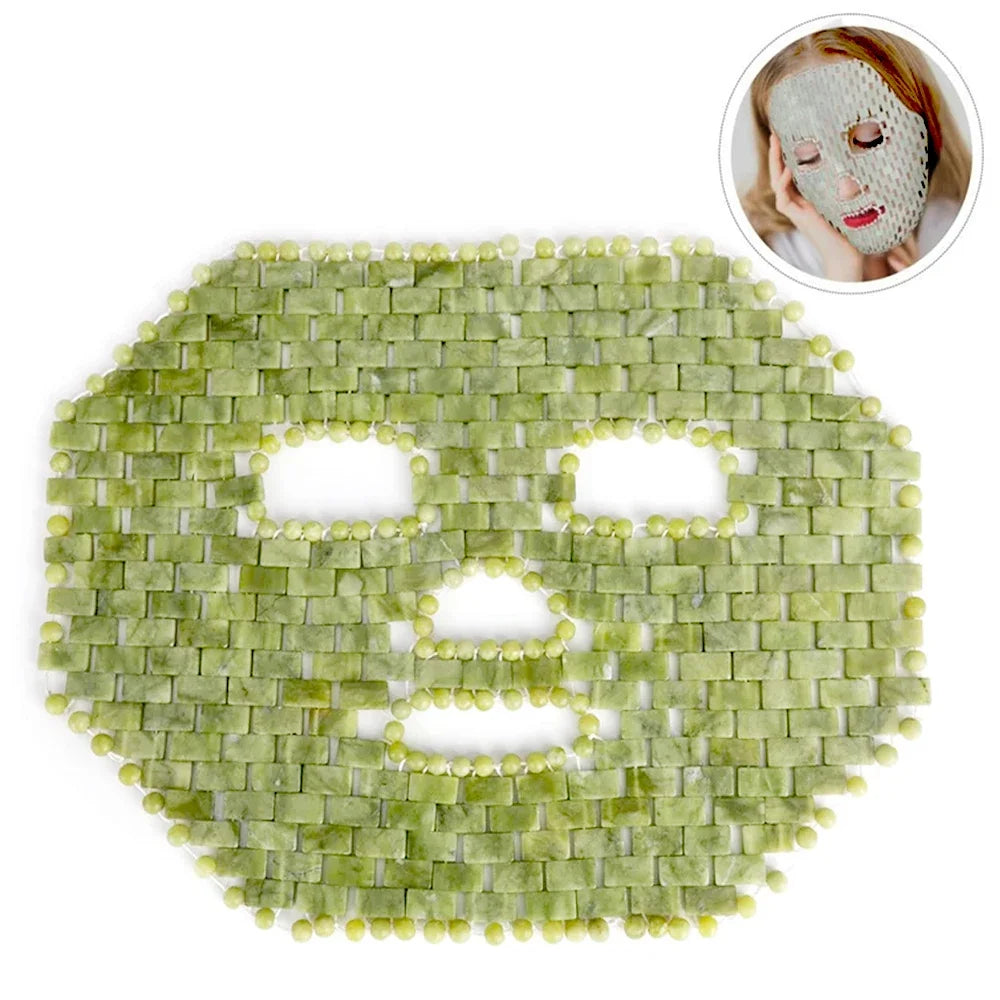 Jade Facial Mask Natural Stone Jade Sleep Mask Anti-Aging Jade Eye Mask Beauty Massage Tools for Puffy Eyes Dark Circles