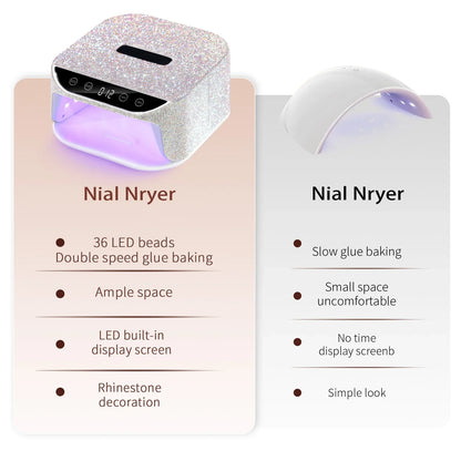 36Leds Diamond Inlaid Nails Dryer Professional UV LED Nail Art Lamp High Power Quick Drying LCD Touch Light Curing All Gel