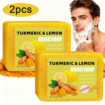 2PCS Turmeric Citric Acid Soap, Gentle Cleansing, Body Bath, Moisturizing, Moisturizing Skin, Suitable for All Skin Types, Unise