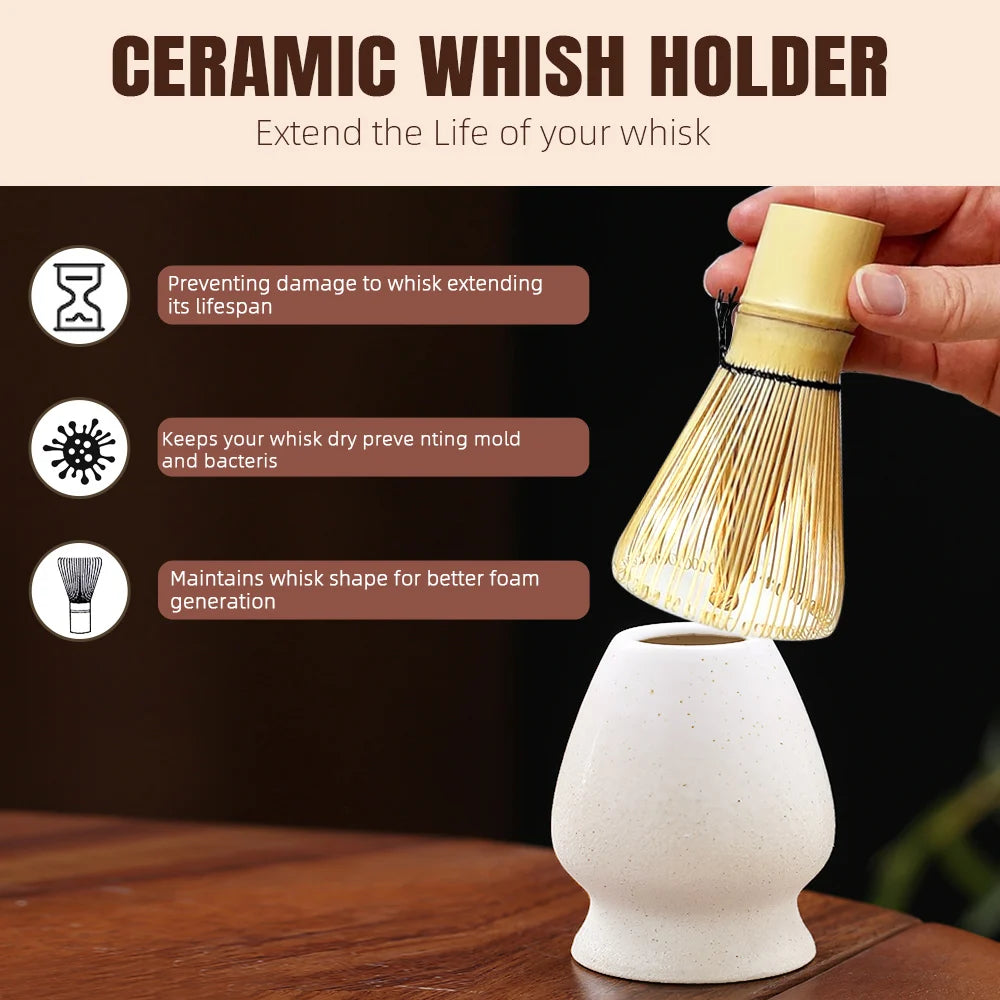 9PCS Japanese Matcha Set - Ceramic Bowl Bamboo Whisk Teaspoon Tea Strainer And Essential Tea Making Tools & Accessories