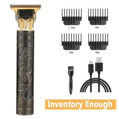 2025 T9 HairClipper Beard Shaving Body Hair Trimmer Clippers Electric Machine Men Haircut Machine 0mm Barber ShaverDragon Carved