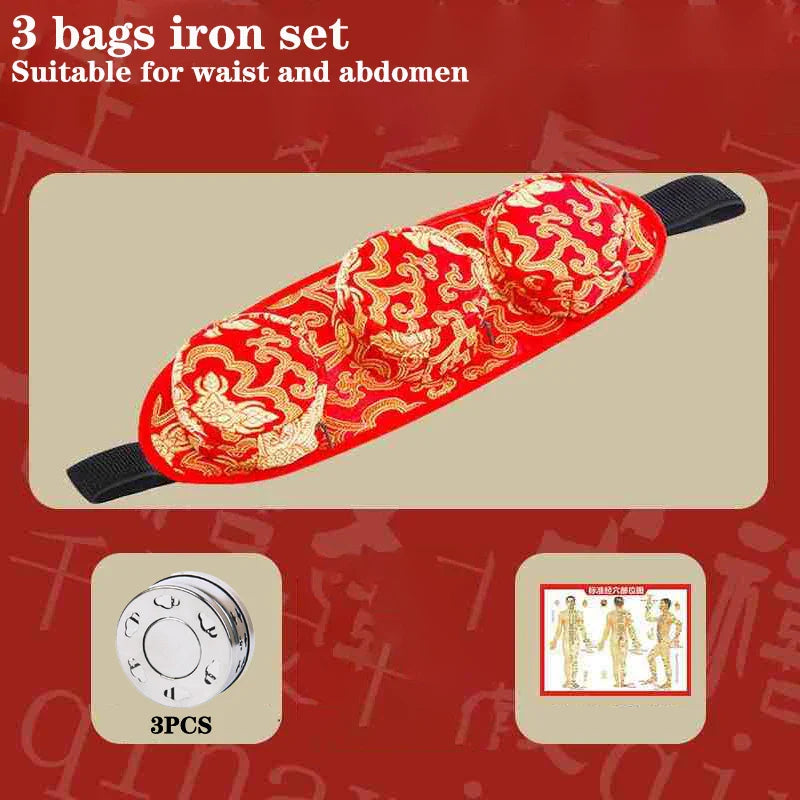 Red Embroidery Moxibustion Bag Moxa Burner Acupuncture Heating Therapy Warm Uterus Chinese medicines Massage Gun Body Massager