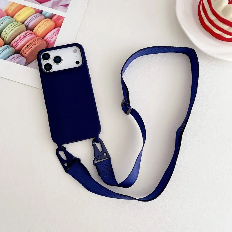Candy Strap Case For iPhone 17 Pro Max 16E 16 14 15 Plus 13 11 12 Air Crossbody Lanyard Cord Rope Soft Silicone Shockproof Cover