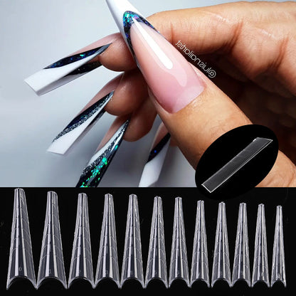 60Pcs/Bag Nail Forms For Nail Extension Half/Full Cover Nail Tips For Quick Building UV Gel Long Coffin False Tips Nail Forms