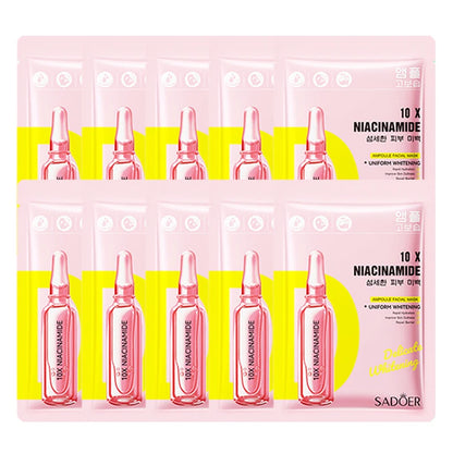 5/10pcs SADOER Nicotinamide Vitamin C Face Mask Hyaluronic Acid Moisturizing Hydrating Facial Masks Korean Cosmetics Skin Care