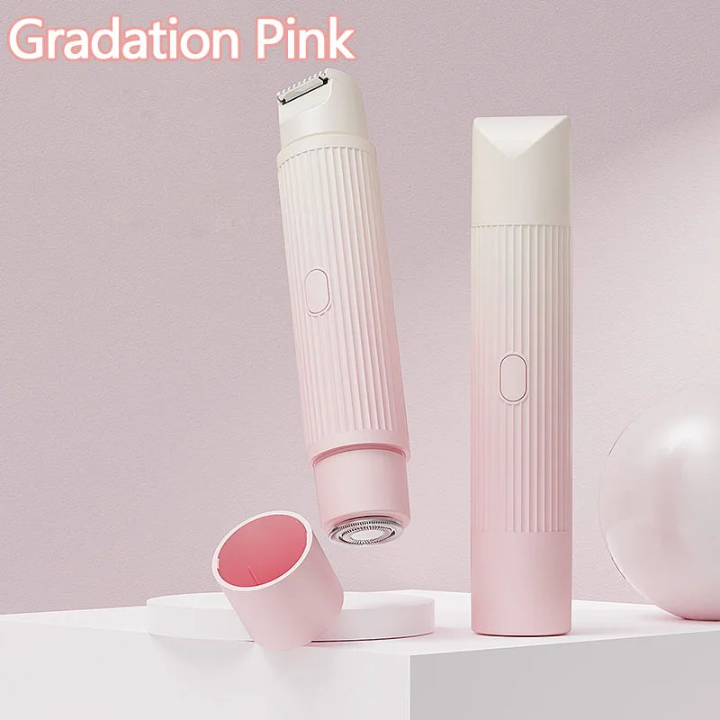 Waterproof 2in1 Electric Shaver for Women Bikini Hair Trimmer Wet Dry Use Dual Head Detachable Cordless Rechargeable