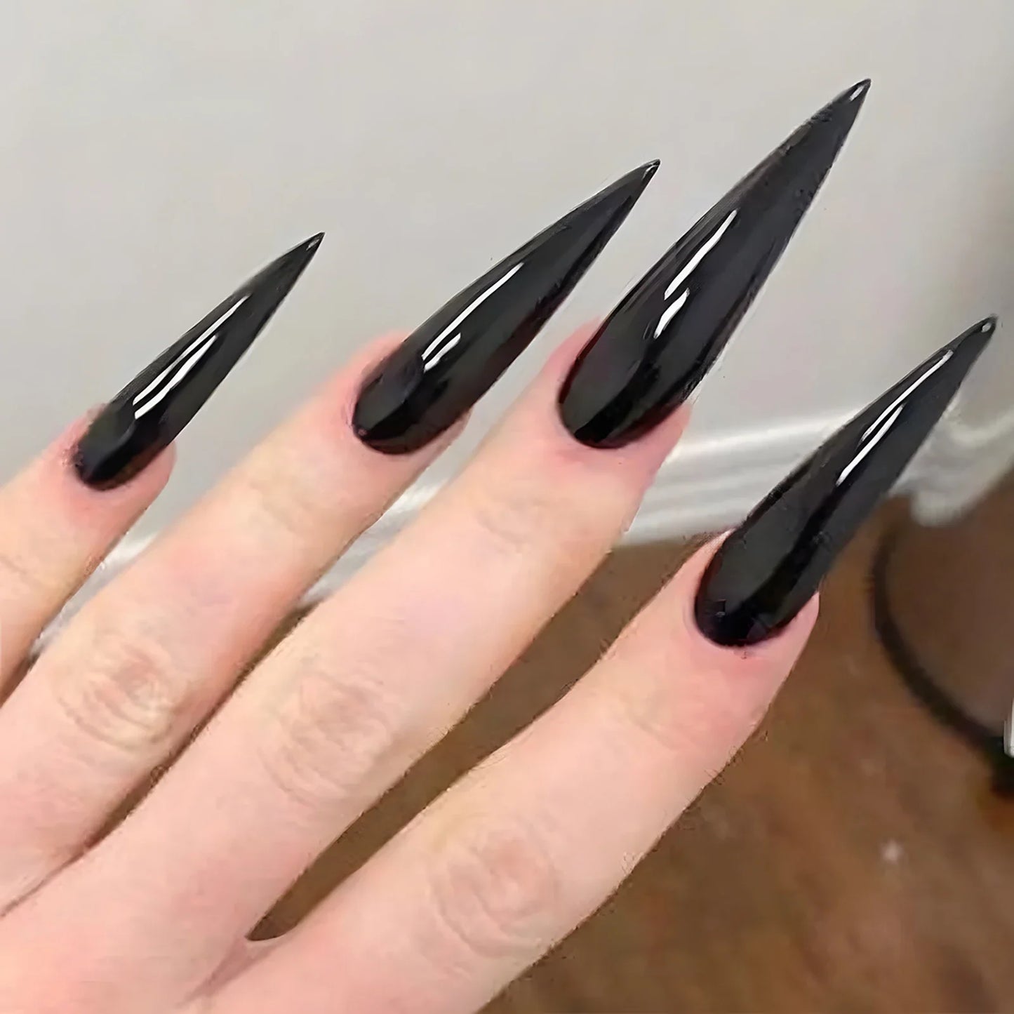 24pcs Super Long Stiletto Fake Y2K Nails Press On Vintage Wine Red False Nails With Designs Full Cover Fashion Almond Nail Tips