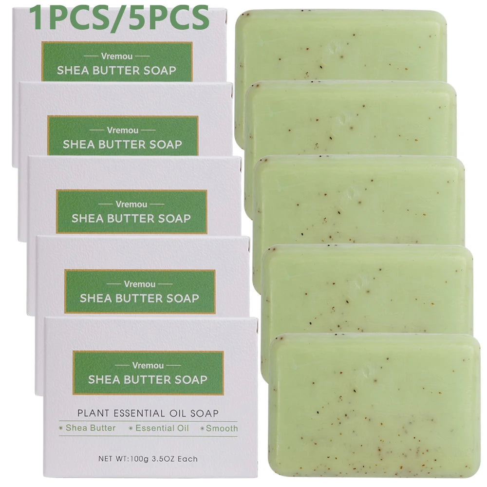 1Pcs/5Pcs Lavender Soap, Exfoliating Cream Granule Essential Oil Soap, Male And Female Cleansing Body Bath Fragrance Soap