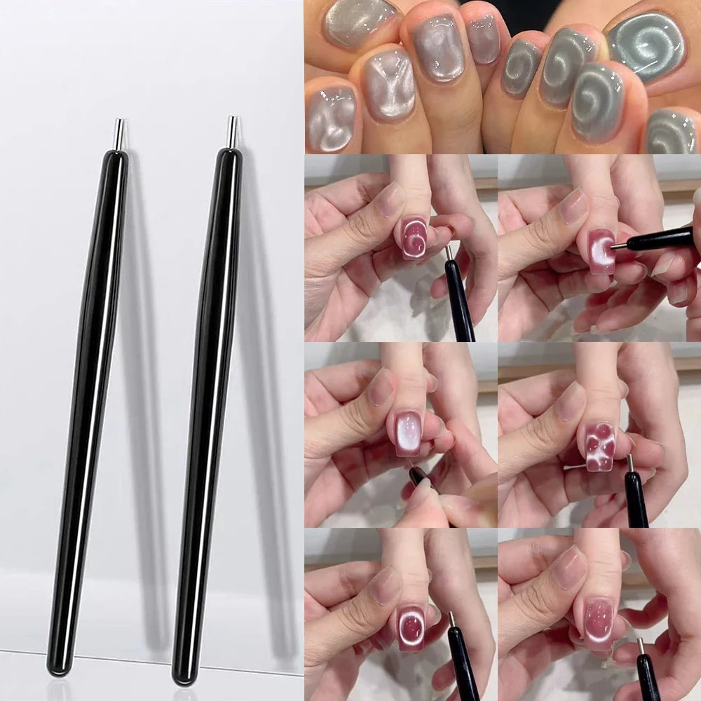 3D New Lollipop Vortex Cat Eye Nail Magnetic Pen Suck Rainbow Halo Vortex Nail Art Magnet Pen for CatEye MagneticGel Nail Polish