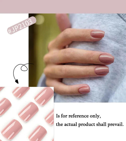 Solid Color Wearable Nail Art Fashion Red Blue Rose Pink Square Shape Finished False Nails Press on Nails with Glue Wholesale
