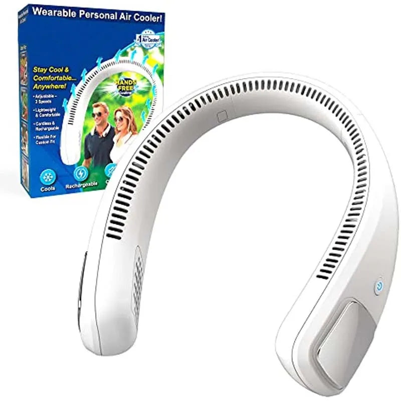 Mini Neck Portable Bladeless Fan Rechargeable Leafless Hanging Fans Air Cooler Cooling Wearable Neckband Fans