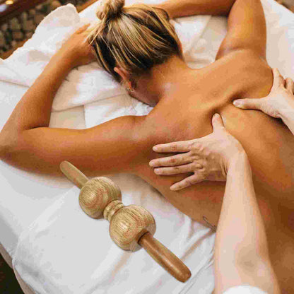 Oak Shoulder Massage Roller Stick Handheld Health Care Tool Muscle Relief Portable Lightweight Body Massaging Fitness