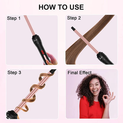 Professional 1/2 Inch Curling Iron,Curling Iron Wand with 2 Temperature, Include Heat Protective Glove & 2 Clips ﻿