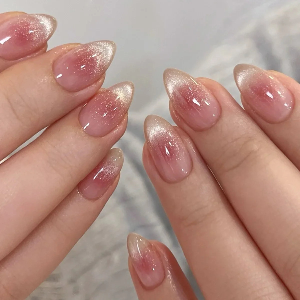 24pcs Black Cat's Eye Press on Nails Finished Ins Wearable False Nail Sets Love Design Stick on Nails Stilettos Fake Nail Tips