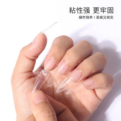1 Jar Solid Nail Gel Glue for Fake Nail Tips Clear Acrylic Fake Tips Solid Gel Press On Poly Builder Gel UV Light Cured Glue