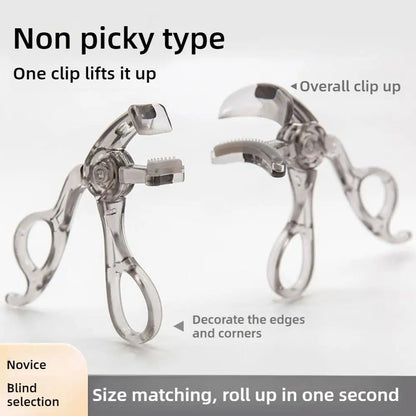 Professional Eyelash Curler Frameless One-clip Curling Comb Tooth Eyelash Curler with Refill Pad Long-lasting Shaping Lash Tools